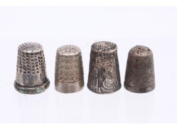 Grouping Of Early 1900's Sterling Thimbles