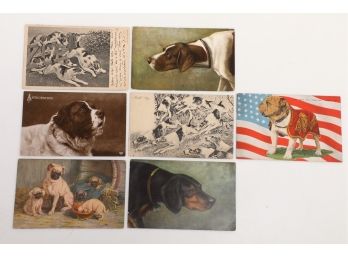 7 Early 1900's Dog Themed Postcards