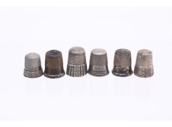 Grouping Of Late 1800's Early 1900's Sterling Thimbles