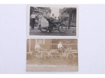 2 Early 1900's Motorcycle RPPC's