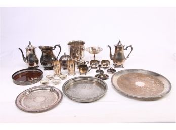 Large Group Of Silverplate Items Include Trays, Tea Sets & More
