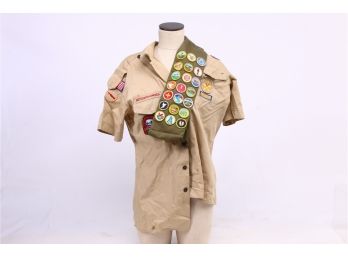 Vintage Boy Scouts Shirt With Many Merit Patches