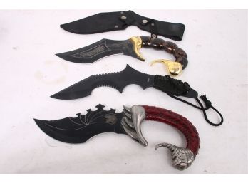Group Of 3 Fantasy Martial Arts Knives With Fixed Blades