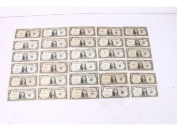 Group Of 1930's & 1950's $1 Blue Seal Silver Certificates