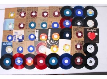 Group Of Vintage Vinyl 45's Single Records Mixed Music Genre - See Titles In Images