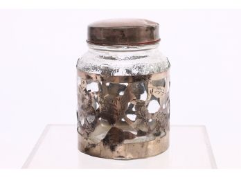 Vintage Nestle Nescafe Glass Jar With Sterling Silver Floral Overlay Mexico