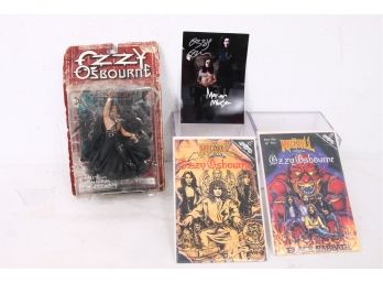 Ozzy Osbourne Figurine With 2 Comics And Authentic Photo With Autograph