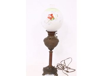 Vintage Victorian Style Electrified Kerosene Brass Lamp