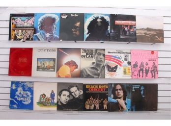 Group Of Vintage LP33 Vinyl Records - Beach Boys, Bob Dylan, Bee Gees, Paul Simon, Elton John & More