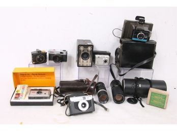 Group Of Vintage Photo Cameras And Accessories