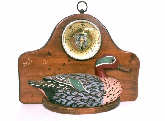 Vintage Wooden Duck Barometer Made In England