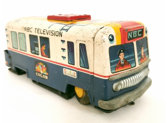 NBC Television Tin Toy Van Battery Operated, Needs Repair
