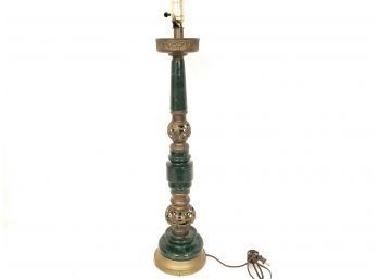 28' Tall Marble And Brass Asian Table Lamp