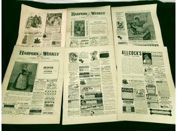 6 Pages From Harpers Weekly, 3 Cover Pages, Advertisements