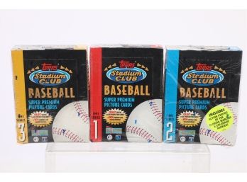 1993 Stadium Club Baseball Hobby Box - Series 1, 2 And 3 - First Day Issue Inserts! - 3 Box Lot.