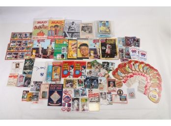 Misc Hoge Box Of Paper Flats - All Sports Related Sports Cards - Mickey Mantle Comics Etc.