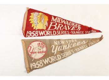1958 New York Yankees And Milwaukee Braves Pennants