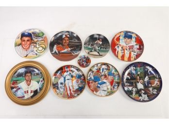 Lot Of 10 - Assorted Baseball Sports Plates - Joe Dimaggio, Babe Ruth And More.