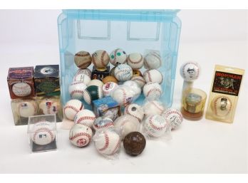 Large Souvenir Lot Of Unsigned Baseball With Various Logos.