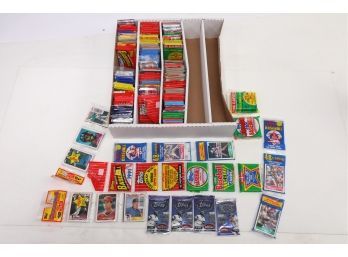 Lot Of 3 Rows Of Sports Card Rack Packs, Jumbo Packs And Wax Packs. 1990S Mainly