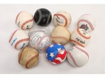 Lot Of 11 - Assorted Novelty Baseballs, Some With Unknown Signatures