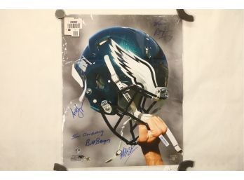 Low Grade Condition Philadelphia Eagles Signed 16x20 With Tom Dempsey, Seth Joyner, Bill Bergey And More.