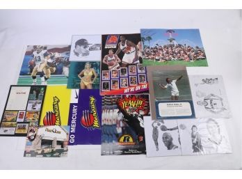 Lot Of Assorted Large Flat Related Sports Items - Kurt Warner 16x20, Danny Ainge Signed Photo