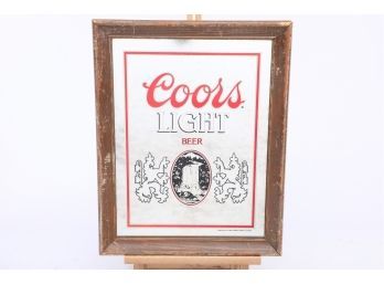 Coors Light Bar Mirror With Wood Frame