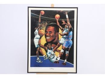 Unsigned Angelo Marino Artist Print Of Shaquille O'Neal. Nice Framed