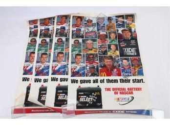 Lot Of 3 - Signed Nascar Racing Posters With 10 Signs On Each - Must See Lot!