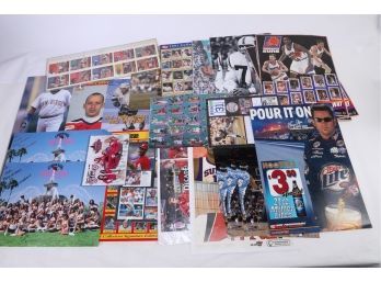 Large Lot Of Assorted Sports Memorabilia - Large Flats - Some Autographs