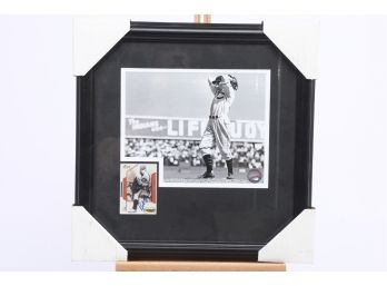 Signed Baseball Card Of Bob Feller In Framed Display
