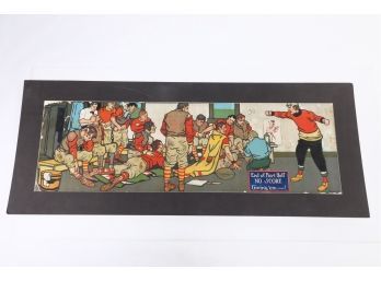 Oversized Vintage Football Scene - Pre 50's For Sure - Very Cool!