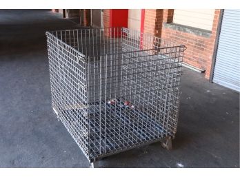 Heavy Duty Industrial Metal Storage Grate W/ Collapsable Side With Wheels