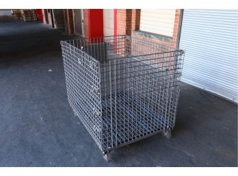 Heavy Duty Industrial Metal Storage Grate W/ Collapsable Side With Wheels