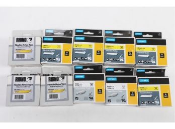 Rhino & Dymo Assorted Labels And Tape - 10 Pcs