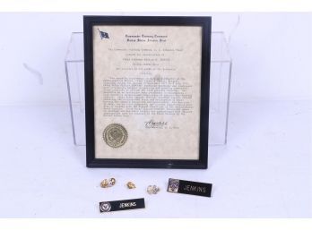 US Navy Citation, Medal And Pins