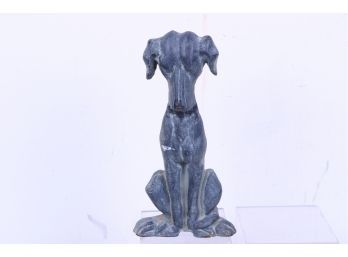 12' Vintage Dog Cast Iron Doorstop - Signed