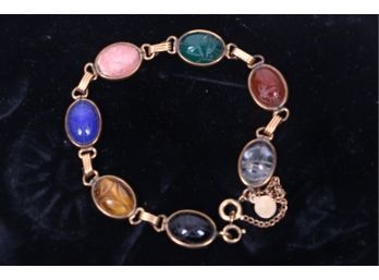 Gold Filled And Semiprecious Stones Scarab Ladies Bracelet