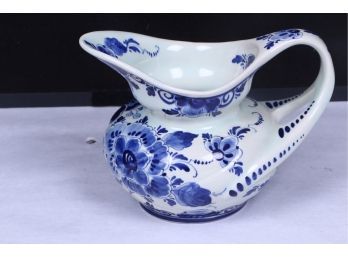 Vintage Delft Hand Painted Pottery Pitcher