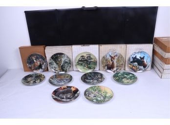 Group Of Vintage Porcelain Limited Edition Collectible Animal Plates With Boxes