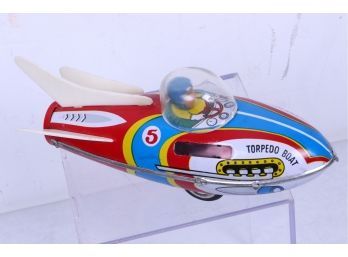 Vintage Mechanical  Submarine Tin Toy