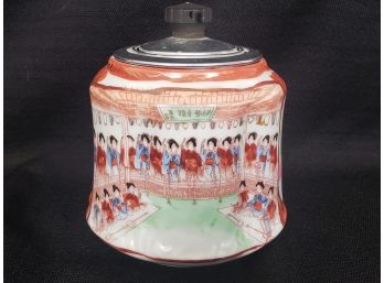 Vintage Ceramic Hand Painted Japanese Humidor
