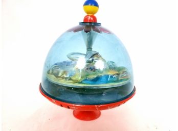 RARE Vintage LBZ German Tin Litho Top Toy Rocket Space Moon Landing
