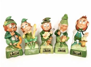 Collection Of 5 Cottage Hoffman Whiskey Leprechaun Decanters