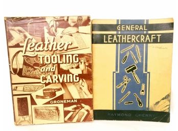 Pair Of Vintage Leather Working Tooling Craft Books