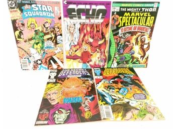 Group Of 5 Vintage Comics,  Marvel Spectacularand Secret Defenders,  DC Star Squadron And More