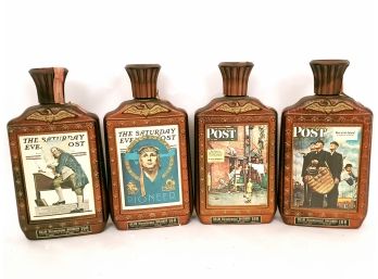 Group Of 4 Saturday Evening Post Jim Beam Whiskey Decanters