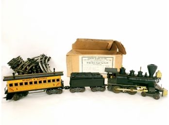 Marx Tin O Guage Train, WM Crooks Steam Engine With Tender And St Paul & Pacific  Car With Track In Box
