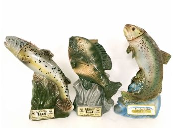 Jim Beam Fishing Hall Of Fame And Ski Country Whisky Decanters Rainbow Trout Fish
